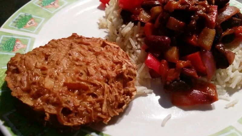 Pulled pork with rice and beans